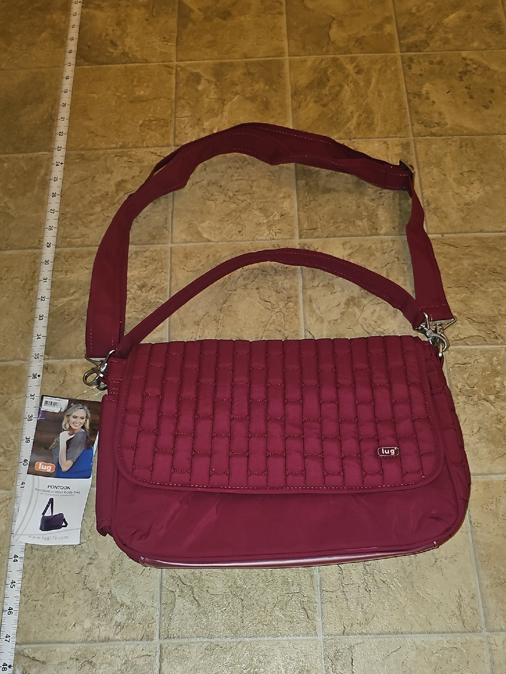 Lug Pontoon Quilted Crossbody Bag - Cranberry